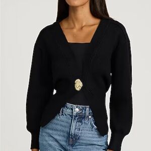 New! Express Gold Button V Neck Cardigan Small